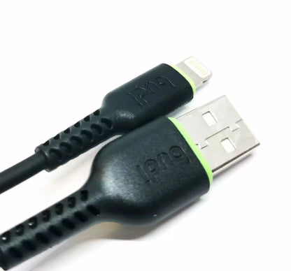 Budi 2m (6.6ft) Nylon Braided USB to TYPE-C Fast Charging Cable -black