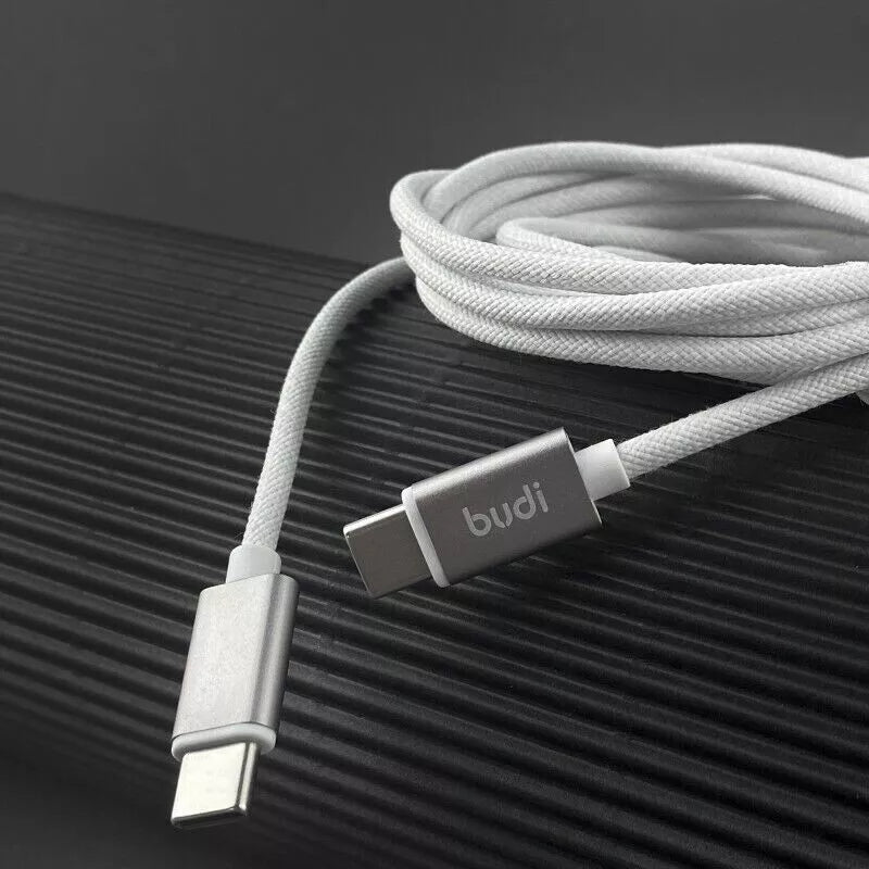 Budi Type-C to C | 2M/6.6FT Fast Charging Braided Cable Aluminium Shell | 30W