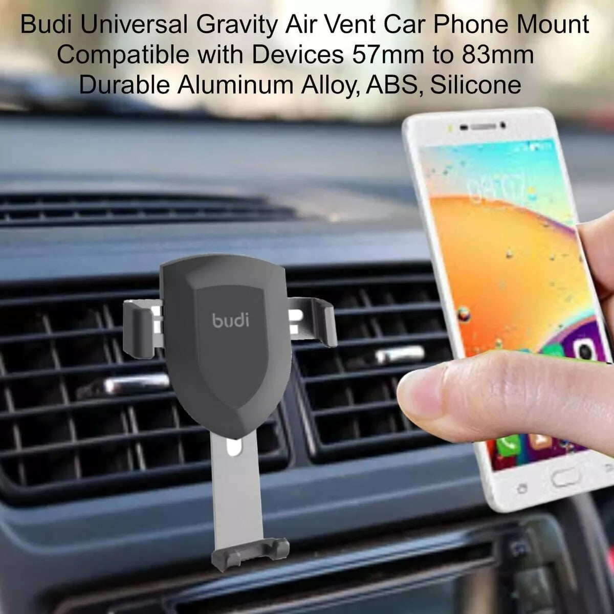 Budi Universal Gravity Car Holder Vent Phone Mount Compatible with Devices 65mm