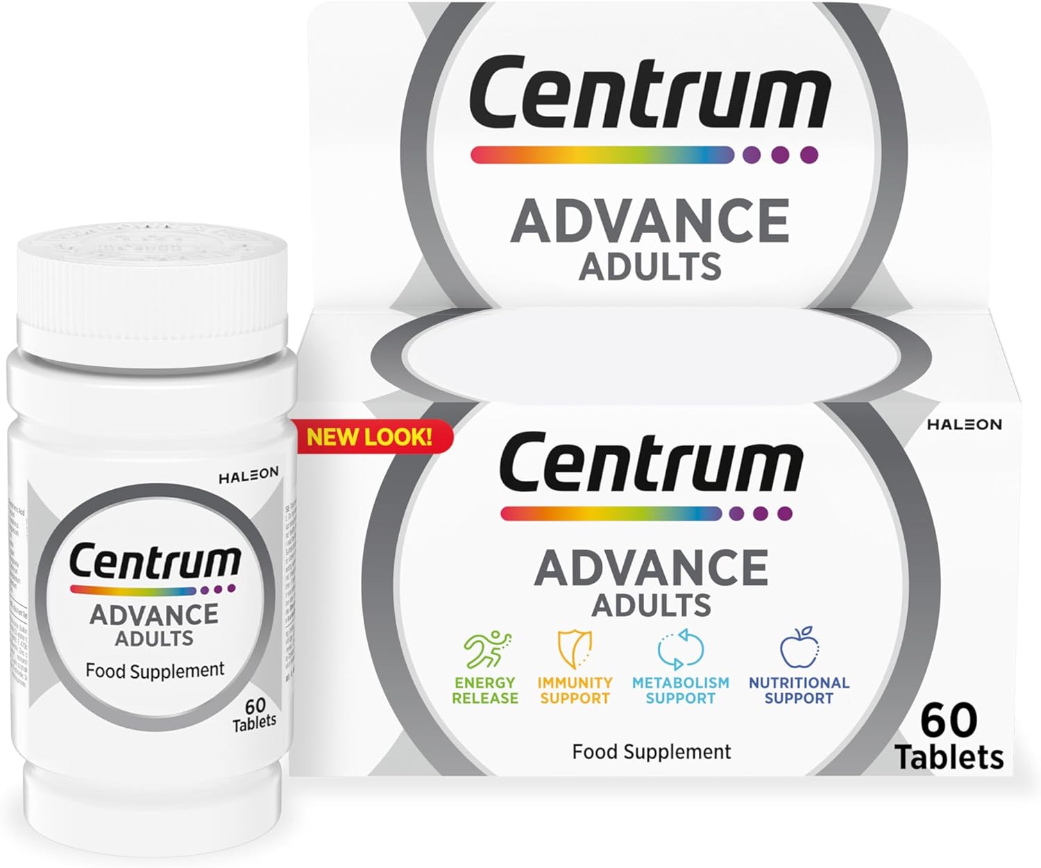 Centrum Advance Multivitamin & Mineral Supplements, 24 essential nutrients including vitamin D, C, Calcium, Daily Multivitamin Tablets, 60 (Packaging and Tablet colour may vary slightly)