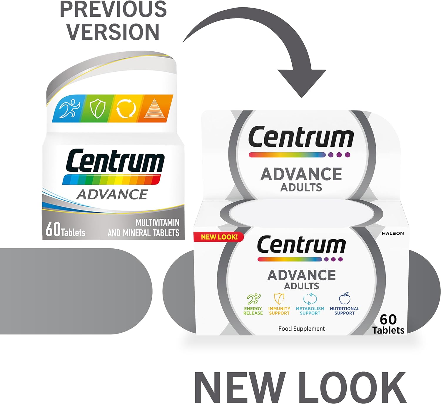 Centrum Advance Multivitamin & Mineral Supplements, 24 essential nutrients including vitamin D, C, Calcium, Daily Multivitamin Tablets, 60 (Packaging and Tablet colour may vary slightly)