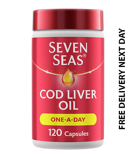 Seven Seas Cod Liver Oil one-a-day fish oil Omega-3 & vitamin D 120 capsules supplements