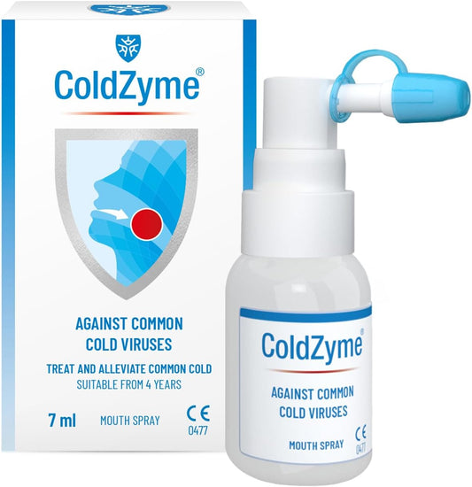 ColdZyme Mouth &amp; Throat Spray Reducing a Cold by up to 3.5 Days - Deactivates Cold viruses - Use at First Signs of a Cold (Scratchy Throat, runny Nose) - Menthol Flavour 7 ml