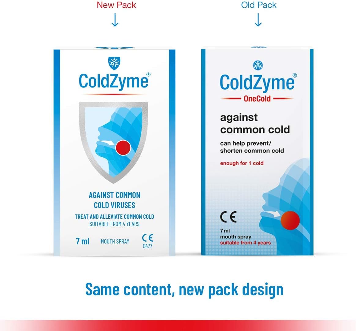 ColdZyme Mouth &amp; Throat Spray Reducing a Cold by up to 3.5 Days - Deactivates Cold viruses - Use at First Signs of a Cold (Scratchy Throat, runny Nose) - Menthol Flavour 7 ml