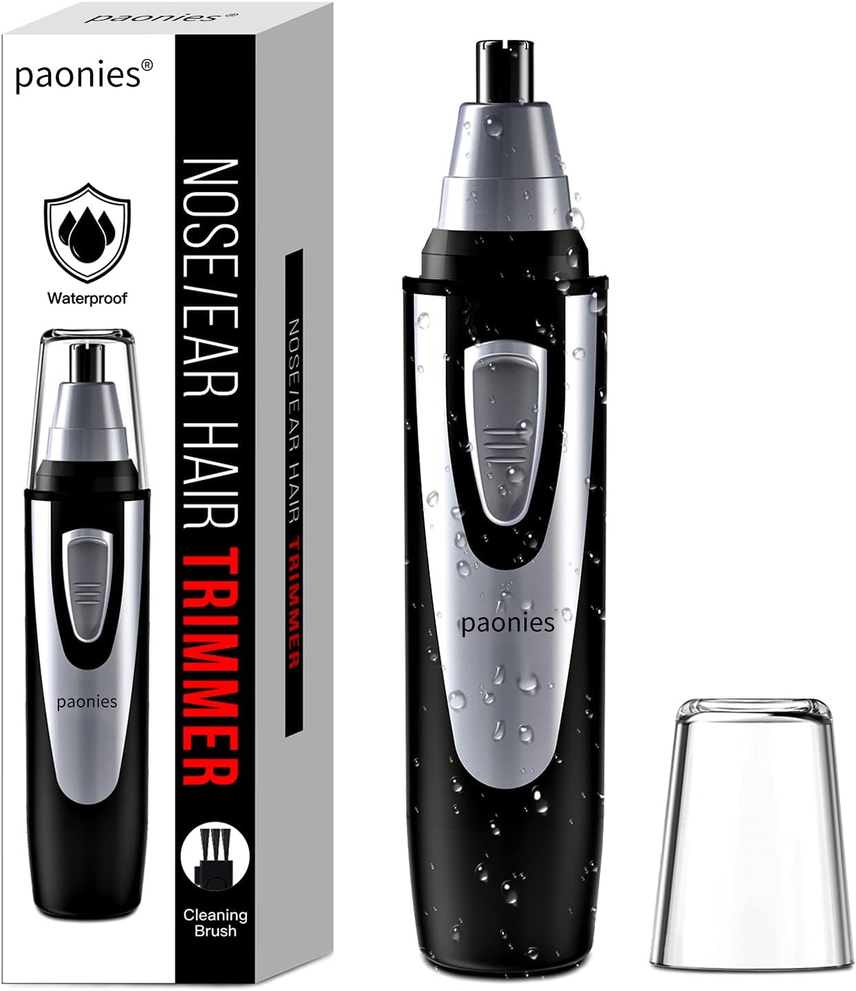 Ear and Nose Hair Trimmer Clipper, 2024 Professional Painless Eyebrow & Facial Hair Trimmer for Men Women, Battery-Operated Trimmer with IPX7 Waterproof, Dual Edge Blades for Easy Cleansing