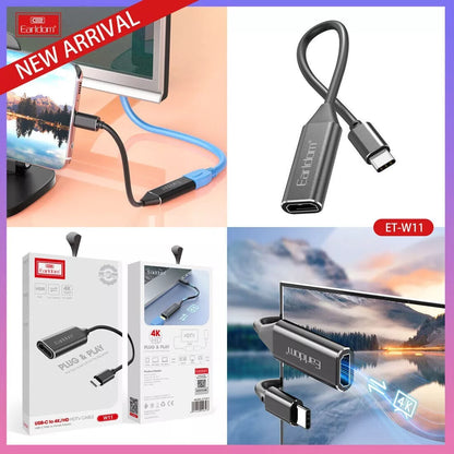 Earldom W11 Type-C To HDMI Adapter (4K Resolution) - MK Mobile | Plug & Play HD