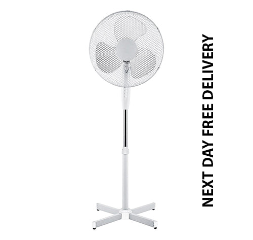 Generic 16 OSCILLATING PEDESTAL AIR COOLING ELECTRIC FAN EXTENDABLE ADJUSTABLE STAND, White