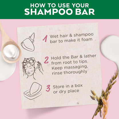 Garnier Delicate Oat Softening Shampoo Bar – Sensitive Scalp & Fragile Hair, Gentle & Nourishing, Clear