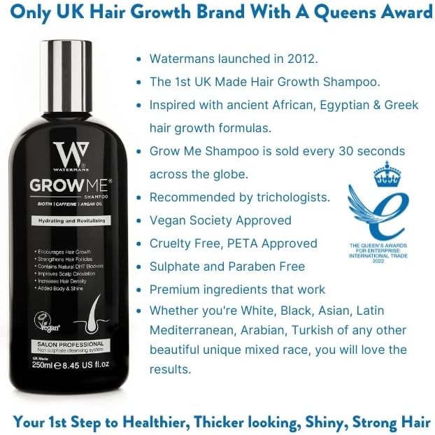 Grow Me® Hair Growth Shampoo - Caffeine Biotin, Argan Oil, Rosemary, Niacinamide. Hair Thickening Treatment Women & Men