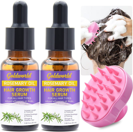 Rosemary Oil for Hair Growth,Diluted Rosemary Oil with Sclap Massager&Ebook,Hair Growth Oil Serum with Castor Oil Biotin Argan Oil for Dry Damaged Hair,Hair Ingrown Loss Treatments for Women Men