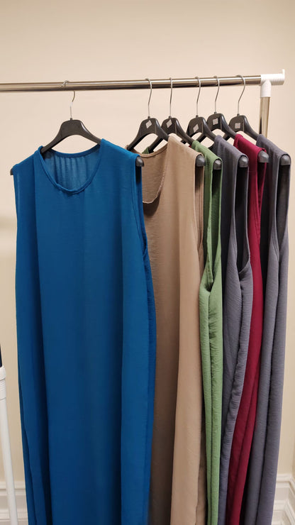 Sleeveless Modest Inner Slip Dress | Long Layering Tunic for Abayas- 1 Pc