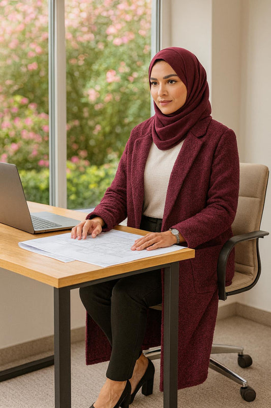 Premium Long Wool-Textured Raspberry Maroon Koti for Women | Elegant Winter Layer