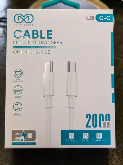 M8 Gadgets iphone USB Cable Efficient Transfer Quick Charge 20W – 120cm. | C-C