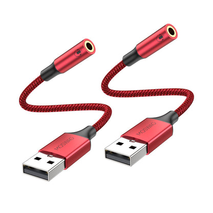 MOSWAG USB to 3.5mm Jack Audio Adapter,External Sound Card USB-with 3.5mm Aux Stereo Converter Compatible with Headset,PC,Laptop,Linux,Desktops