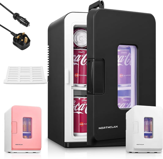 Mini Fridge 15L, 21 Cans Mini Fridges for Bedrooms |DC Power Small Fridge for Car,Office, Travel | Max & ECO Mode, Thermoelectric Cooler and Warmer for Skincare, Beauty, Drinks