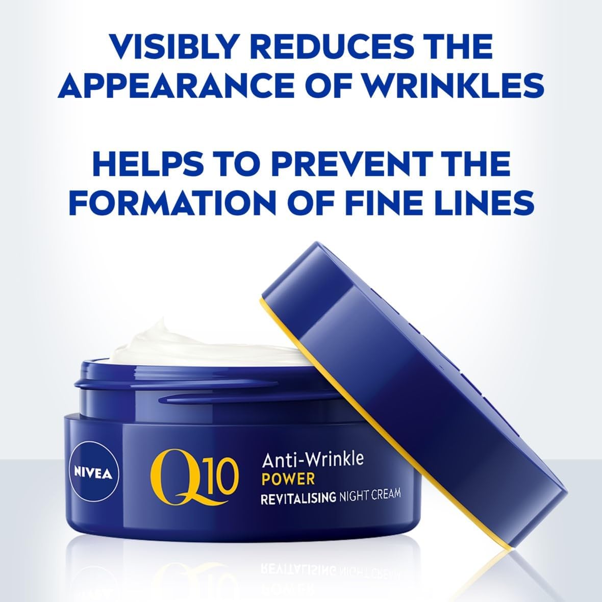 NIVEA Q10 Anti-Wrinkle Power Revitalising Night Cream (50ml), Anti-Wrinkle Face Cream with Skin Identical Q10 and Creatine, Regenerative Night Cream