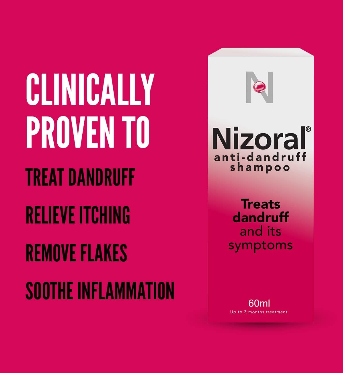 Nizoral Anti-Dandruff Shampoo, Treats and Prevents Dandruff, Contains 60ml