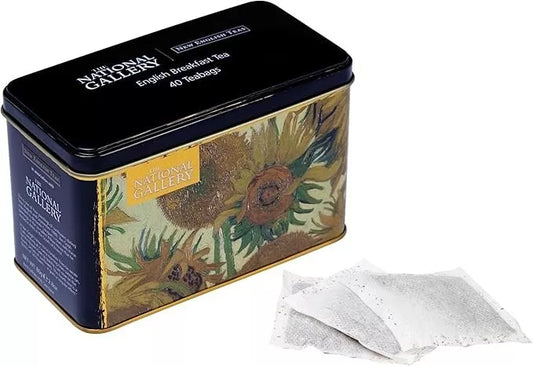 New English Teas Sunflowers by Van Gogh Tea Tin with 40 English Breakfast Teabag