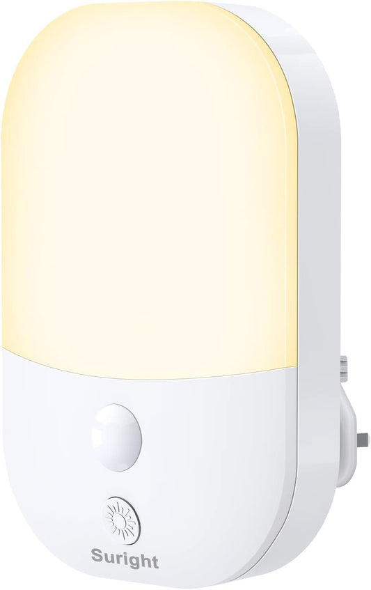 Night Light Plug in Walls, Night Light with 5 Levels of Brightness and Dusk to Dawn Photocell Sensor, Night Light Kids for Children's Room, Stairs, Hallway, Bedrooms, Garage, Warm White