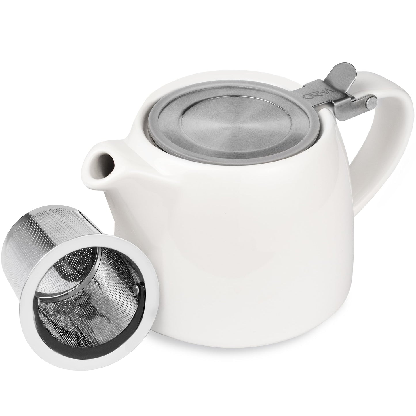 ORNA Ceramic Loose Leaf Teapot with Infuser Strainer and Lid – Small Porcelain Tea Pot Brewer for One or 2 Person