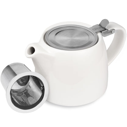 ORNA Ceramic Loose Leaf Teapot with Infuser Strainer and Lid – Small Porcelain Tea Pot Brewer for One or 2 Person