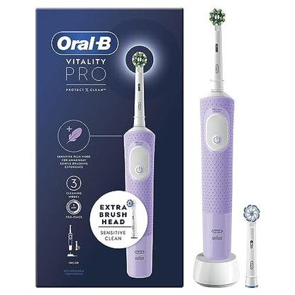 Oral-B Vitality Pro Electric Toothbrushes For Adults, Gifts For Him / Her, 1 Handle, 2 Toothbrush Heads, 3 Brushing Modes Including Sensitive Plus, 2 Pin UK Plug, Black