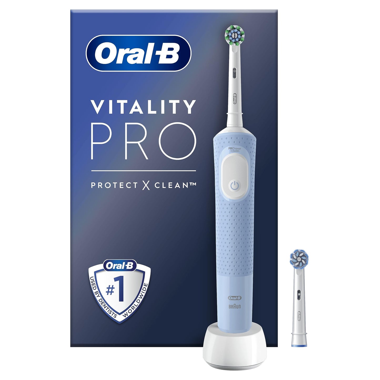 Oral-B Vitality Pro Electric Toothbrushes For Adults, Gifts For Him / Her, 1 Handle, 2 Toothbrush Heads, 3 Brushing Modes Including Sensitive Plus, 2 Pin UK Plug, Black