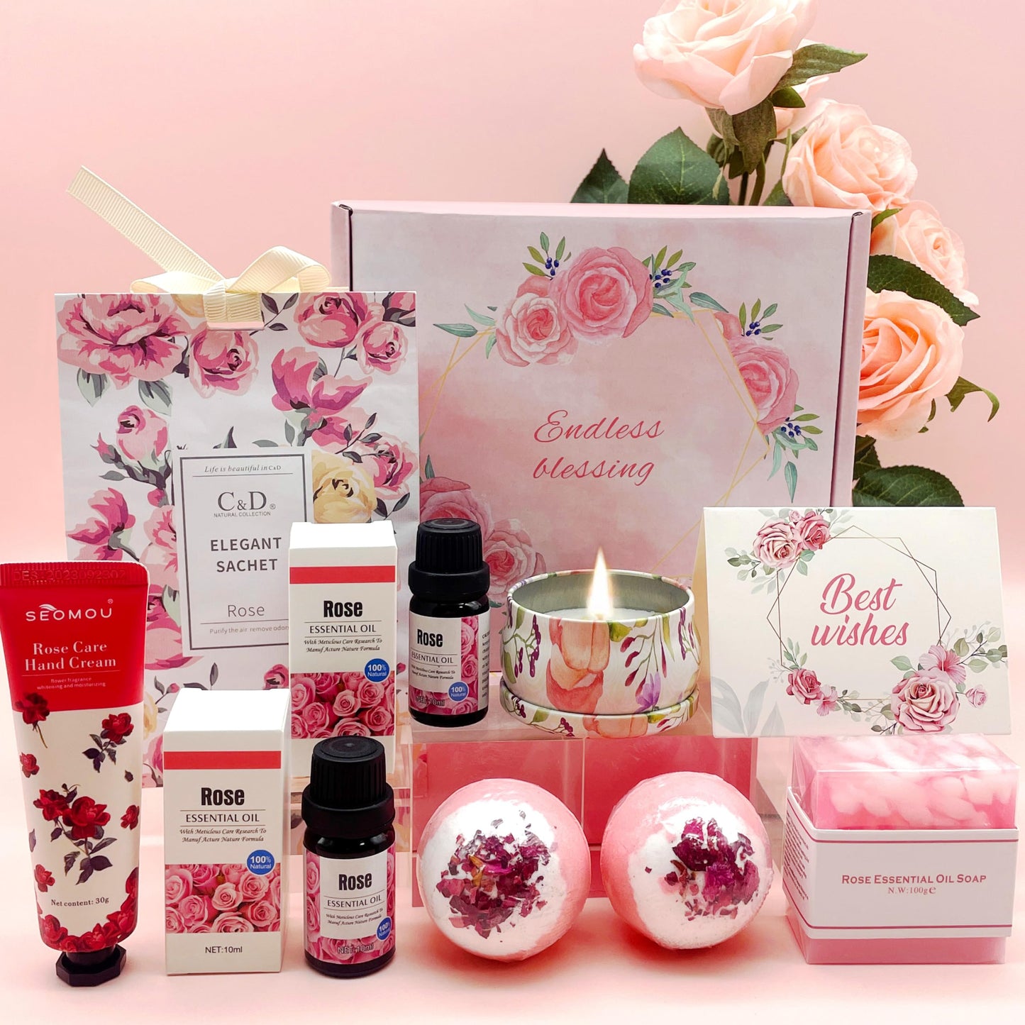 Pamper Gifts for Women, Unique Best Friend Gifts for Her, Lavender Self Care Get Well Soon Gifts Set for Mum Sister Wife, Spa Bath Set Bath Bombs Candle Present Set, Birthday Mothers Day Gift Box