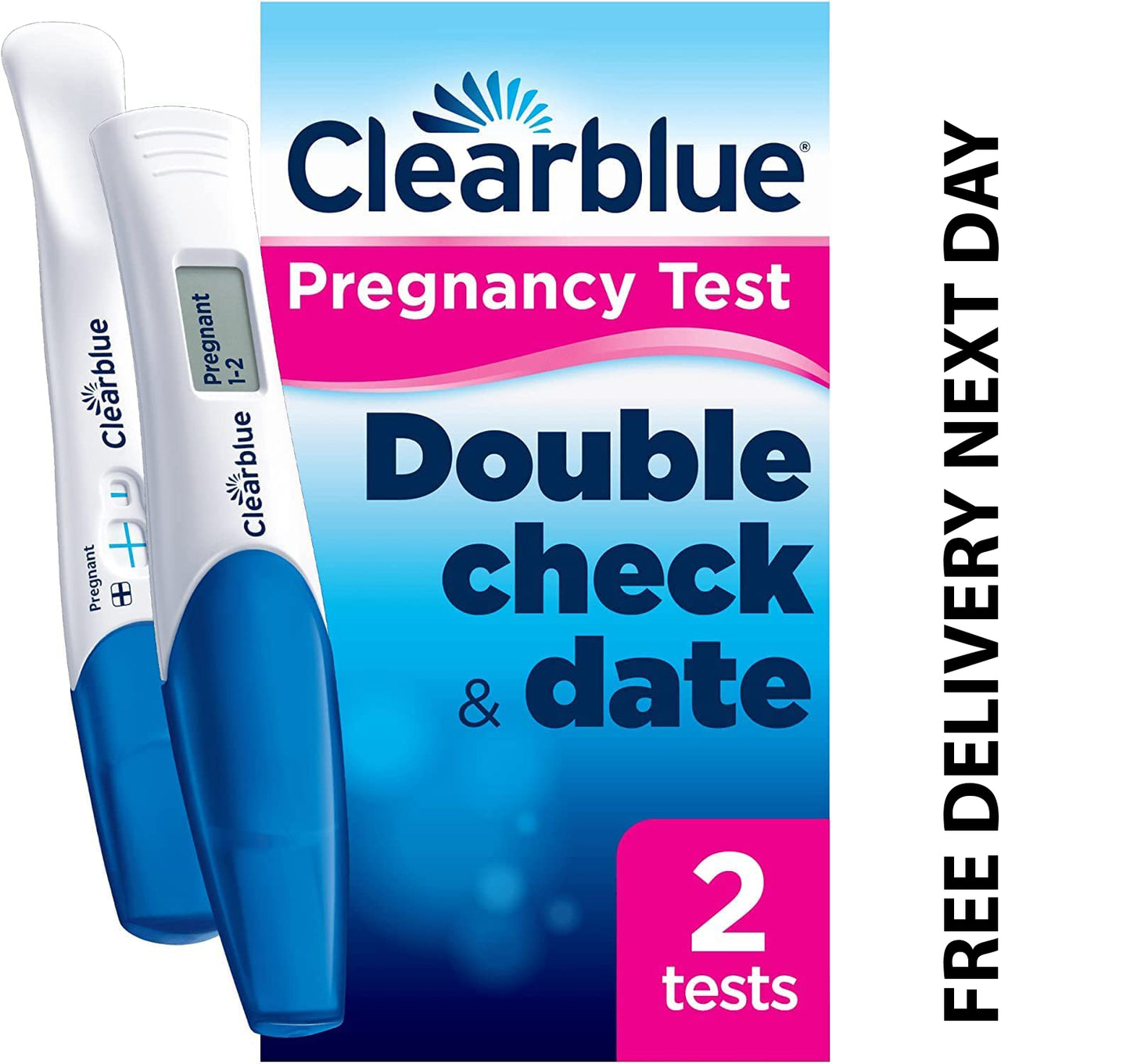 Clearblue Pregnancy Test Double-Check & Date Combo Pack, Kit Of 2 Tests (1 Digital, 1 Visual)