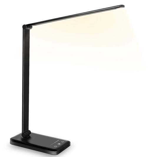 SLATOR Desk lamp,Eye-caring Aluminium Dimmable Bedside lamp with USB Charging Port, 5 Light Modes x 10 Brightness Levels,Touch Control, for Home,Office,Bedroom