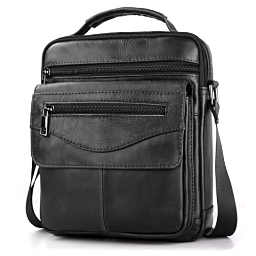 SPAHER Men Leather Handbags Shoulder Bags Messenger Business Crossbody Satchel Sling Waterproof Travel Bag Daily Man Gift with Adjustable Shoulder Strap