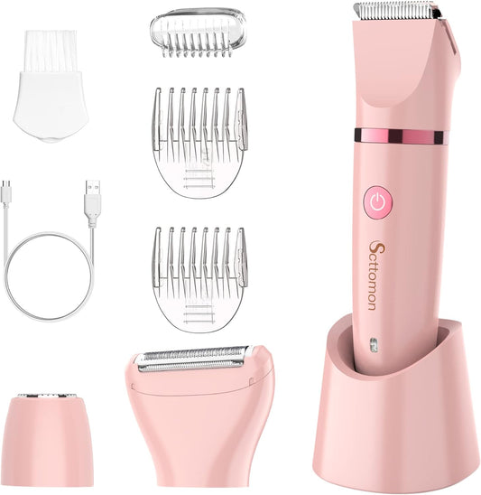 Scttomon Electric Lady Shaver for Women Painless Electric Razor Bikini Trimmer Facial Hair Removal Body Hair Trimmer for Face Legs Underarm Pubic Hair Wet and Dry Flawless 3 in 1