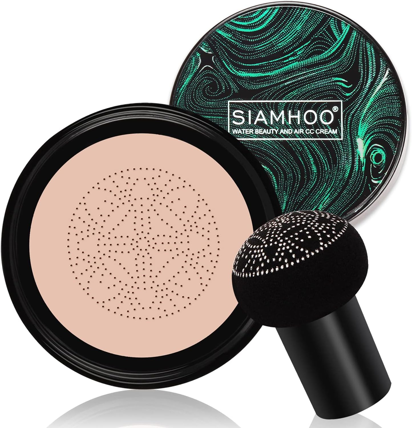 SIAMHOO CC Cream Foundation with Mushroom Head Air Cushion Full Coverage for Flawless Makeup, Even Skin Tone 0.7 fl.oz - Natural.