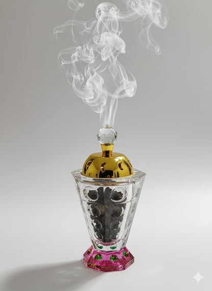 Luxury Crystal Glass Bakhoor Burner Arabian Incense Mabkhara Oud Bur- Small size