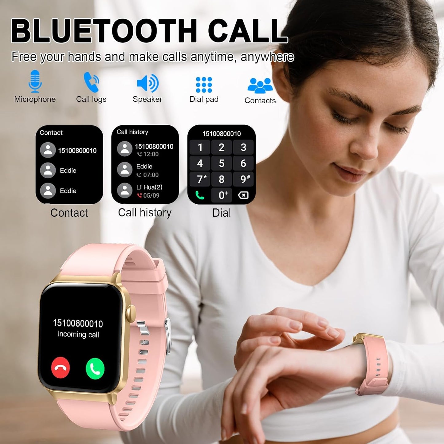 Smart Watch for Men Women Answer/Make Calls, 1.85" Touch Screen