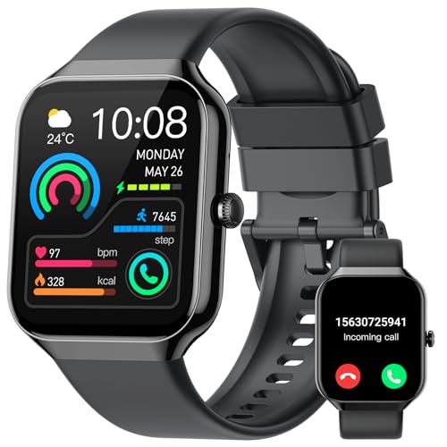 Smart Watch for Men Women Answer/Make Calls, 1.96" Fitness with Step Counter Heart Rate Sleep Monitor, Fitness Sports Activity Waterproof, Smartwatches for Android IOS