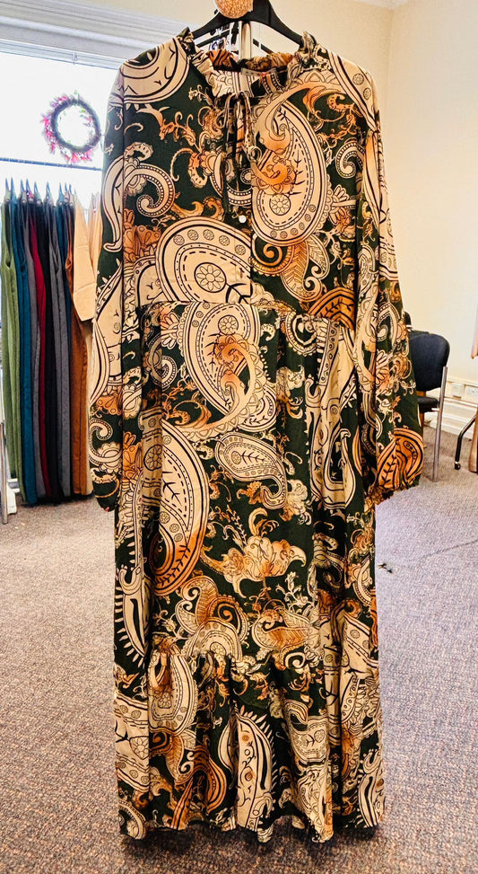 Summer Print Long Sleeve & Long Dress with New Fashion Style