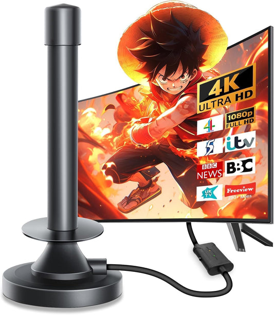TV Aerial - Indoor TV Aerial for Smart TV with Signal Booster - Digital TV Aerial for Freeview TV 280+ Miles Long Range Support 4K 1080P