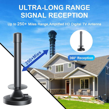 TV Aerial - Indoor TV Aerial for Smart TV with Signal Booster - Digital TV Aerial for Freeview TV 280+ Miles Long Range Support 4K 1080P