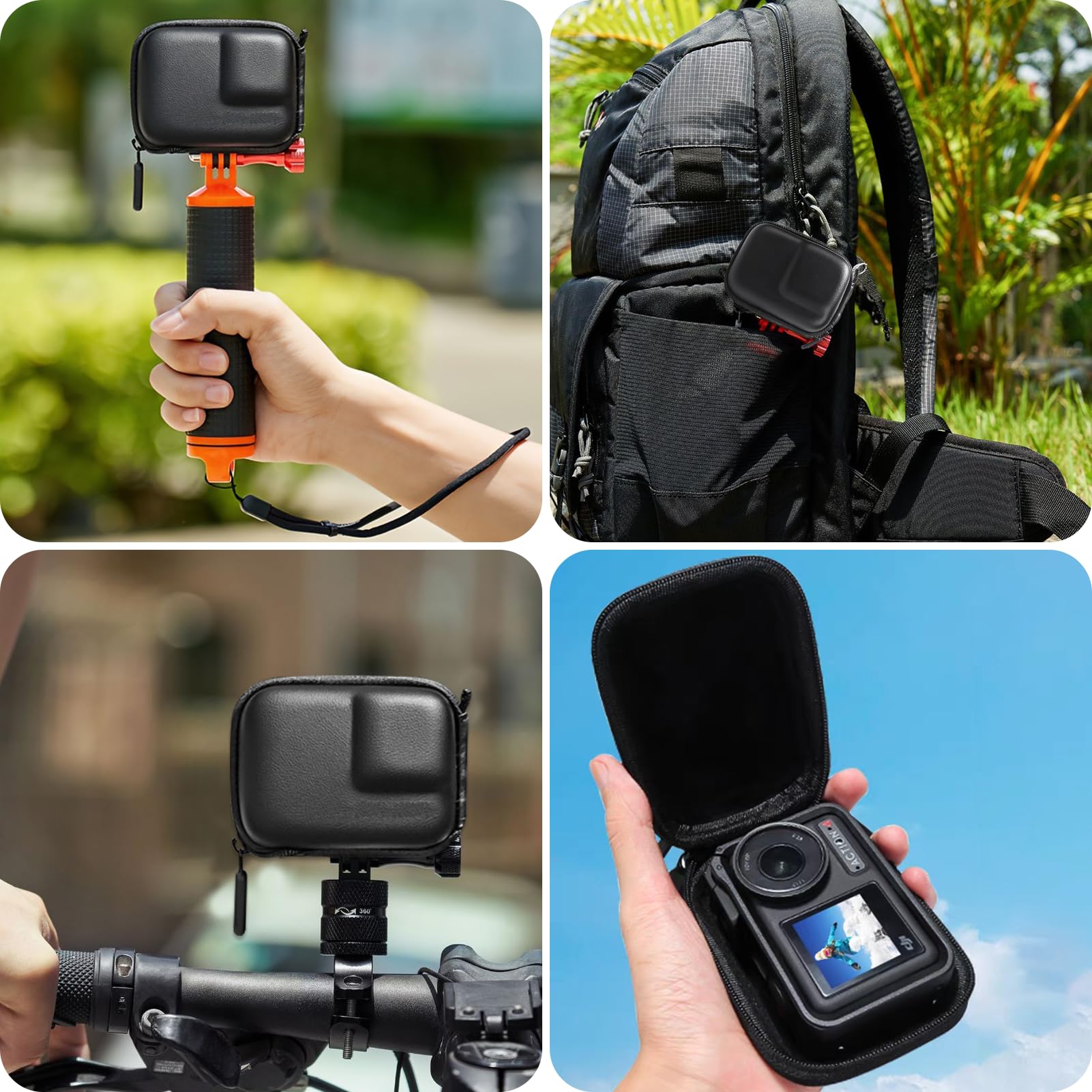TalNite Black Mini Carrying Case for Gopro Hero,Hard Shell Travel Storage Case,Waterproof Bag Case for DJI Osmo Action,Akaso,Campark,YI Action Camera and More