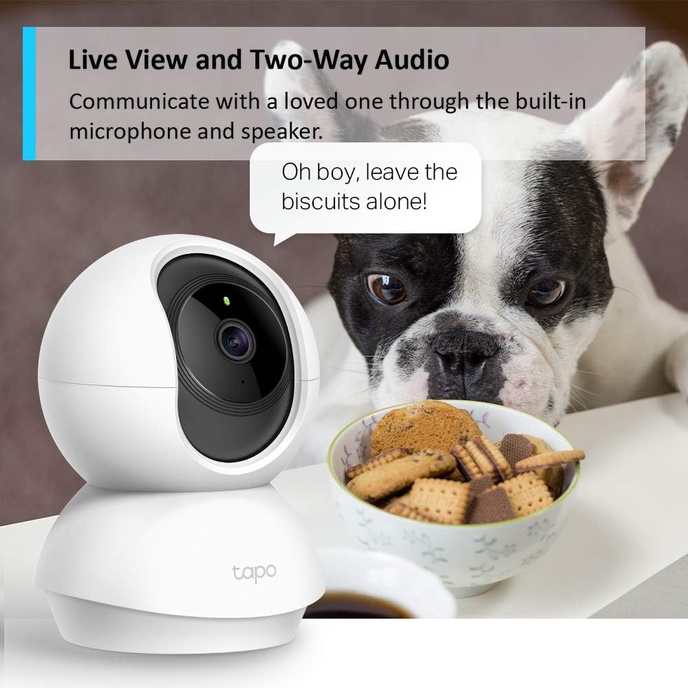 Tapo Pan/Tilt Smart Security Camera, Baby Monitor, Indoor CCTV, 360° Rotational Views, Works with Alexa&Google Home,2-Way Audio, Night Vision, SD Storage, Device Sharing