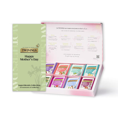 Twinings Superblends Collection Gift Box | Green Tea & Herbal Infusions Selection Box | Wellness Gift | 8 flavours | 40 Recyclable Individually Wrapped Plant-Based Tea Bags
