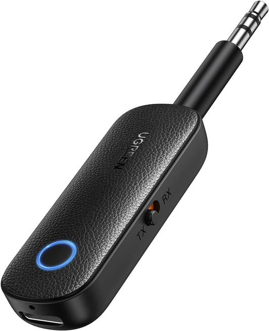 UGREEN Bluetooth Transmitter Receiver, Wireless Aux Bluetooth Adapter 3.5mm,Long Battery Life, Dual Connection for TV, Home Stereo, Airplane, Gym, Speakers, Car