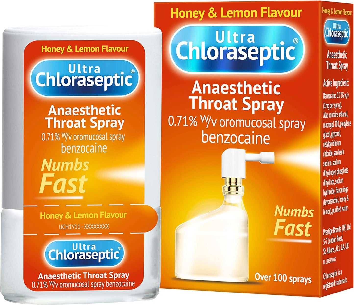 Ultra Chloraseptic Anaesthetic Throat Spray, 15ml, Honey & Lemon Flavour, fast