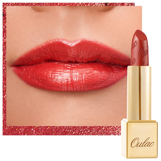 ✨Unique 3D Metallic Shine: OULAC Metallic Shine lipstick contains edible-grade pearlescent pigments and shimmers, creating a dazzling finish and a striking 3D effect on your lips.

✨Creamy Texture: OULAC Glitter Lipstick boasts a creamy, lightweight texture that glides on smoothly and evenly, offering a velvety smooth feel for long-lasting comfort.

✨Safe and Moisturizing: Infused with castor oil, OULAC Metallic Lipstick moisturizes your lips and provides smoothness, while delivering an unimaginable 3D shin