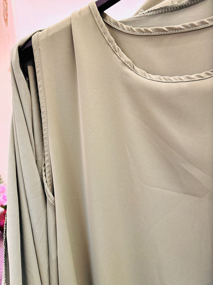 New Women Fashion Elegant Olive Green Embellished Abaya Set Dress Sequence Work With Pant Pocket