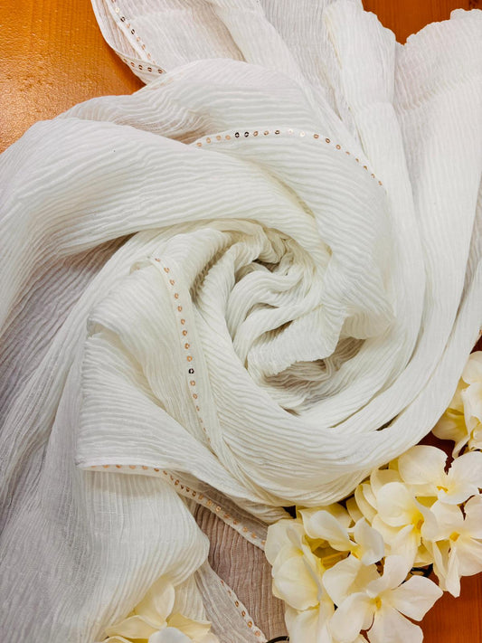 White Super Soft Crêpe Cotton Hijab Fabric