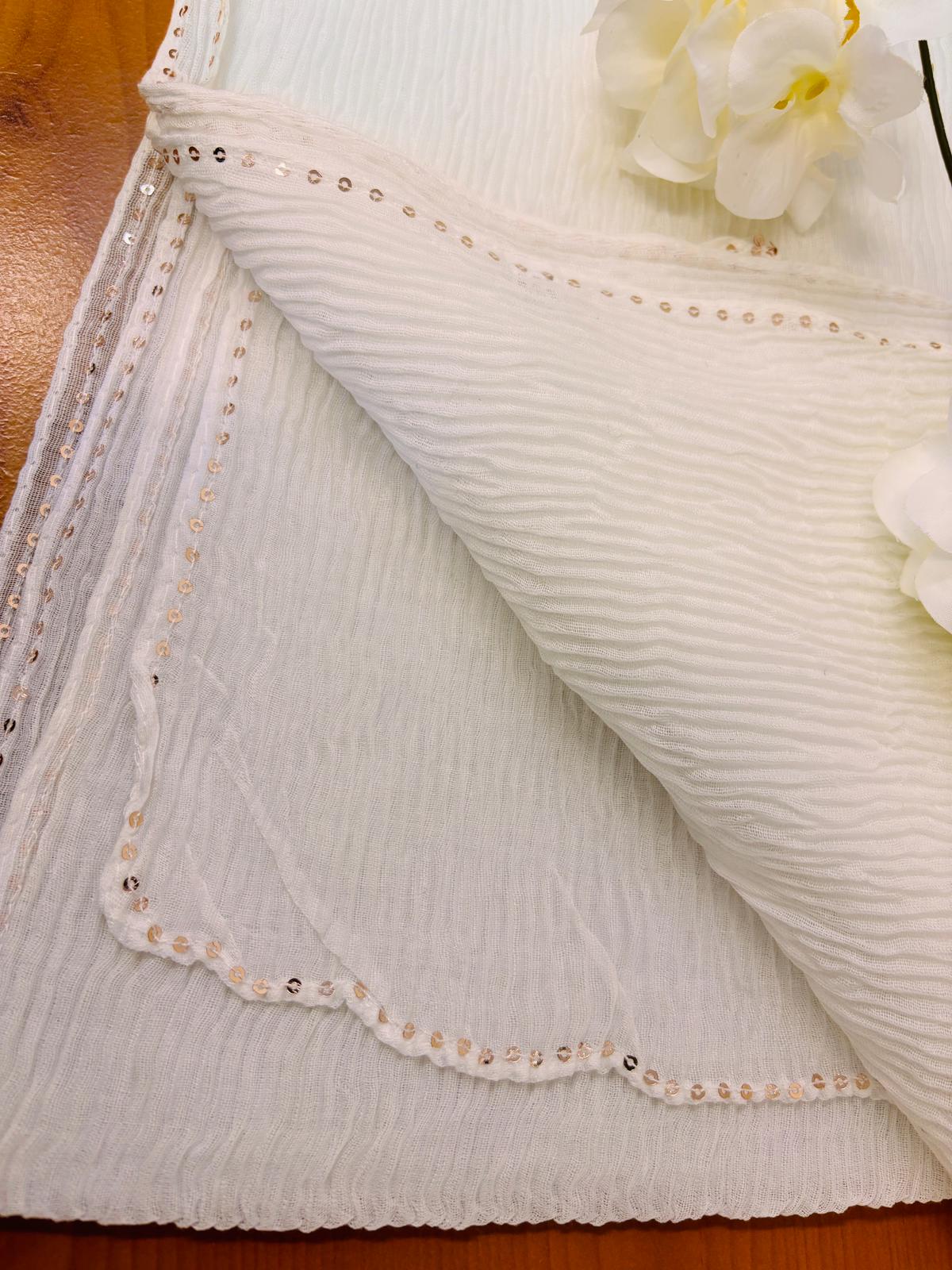 White Super Soft Crêpe Cotton Hijab Fabric