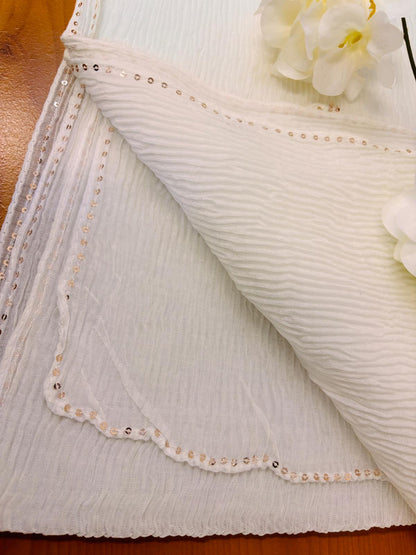 White Super Soft Crêpe Cotton Hijab Fabric