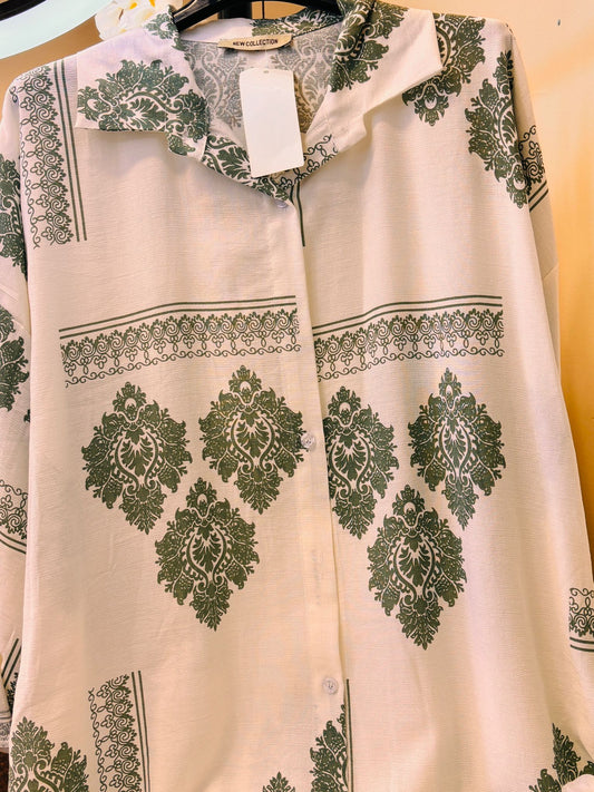 White Long Shirt with Button Long Sleeve with Tie New Fashion Style